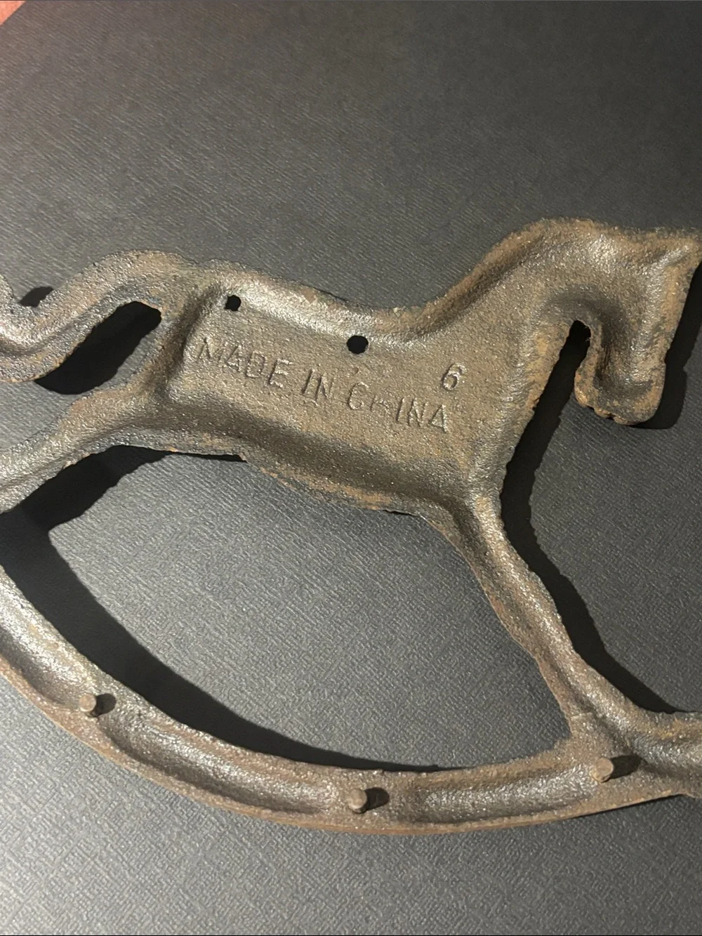 Vintage cast iron multi wall hook rocking horse equestrian decor